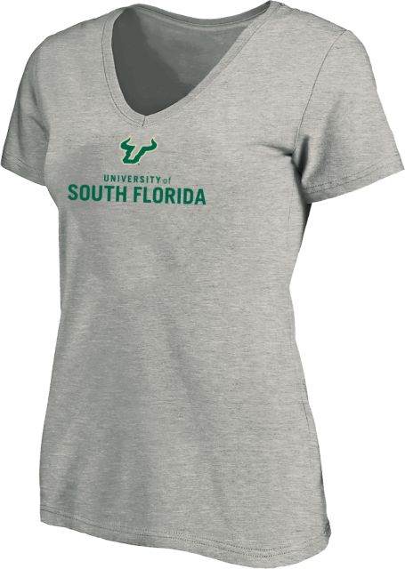 South Florida Womens Plus V Neck T Shirt Primary Mark Vertical - PLUS - ONLINE ONLY