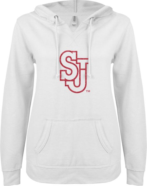 St. Johns ENZA Ladies V Notch Raw Edge Fleece Hoodie SJ Glitter - ONLINE ONLY