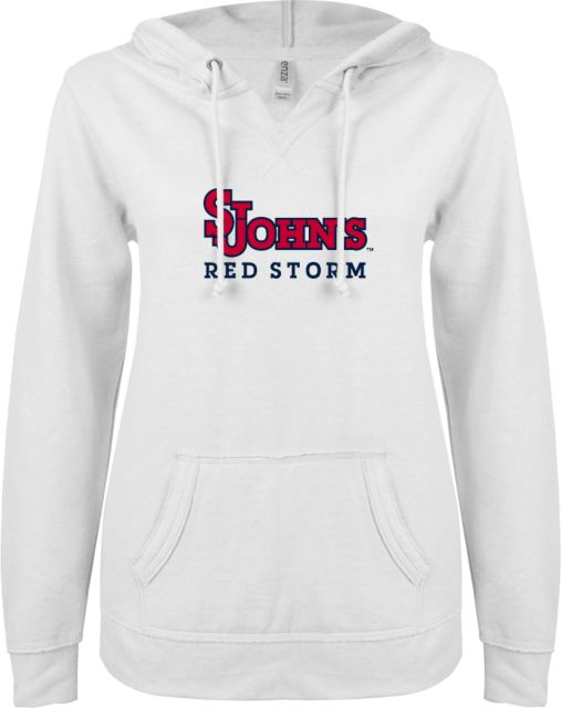 St. Johns ENZA Ladies V Notch Raw Edge Fleece Hoodie St Johns Storm - ONLINE ONLY
