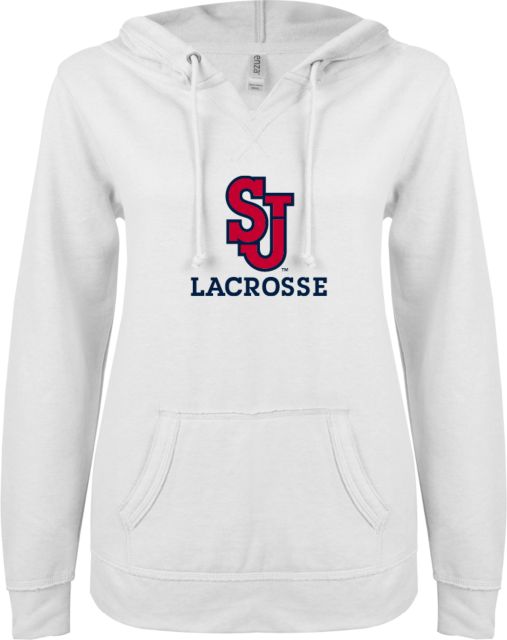 St. Johns ENZA Ladies V Notch Raw Edge Fleece Hoodie Lacrosse - ONLINE ONLY