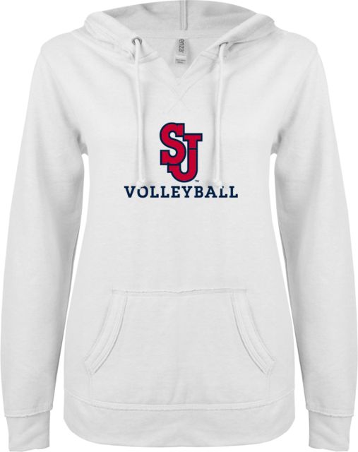St. Johns ENZA Ladies V Notch Raw Edge Fleece Hoodie Volleyball - ONLINE ONLY