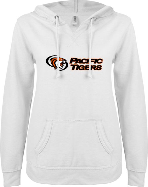 Pacific Tigers ENZA Ladies V Notch Raw Edge Fleece Hoodie Pacific Tigers - ONLINE ONLY