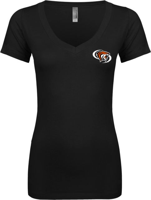 Pacific Tigers Next Level Ladies Junior Fit Ideal V Tee Pacific Powercat Primary Mark - ONLINE ONLY