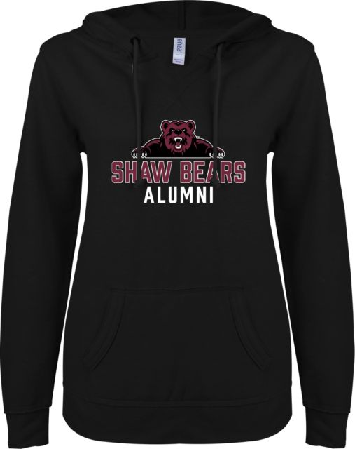 Shaw University ENZA Ladies V Notch Raw Edge Fleece Hoodie Alumni - ONLINE ONLY