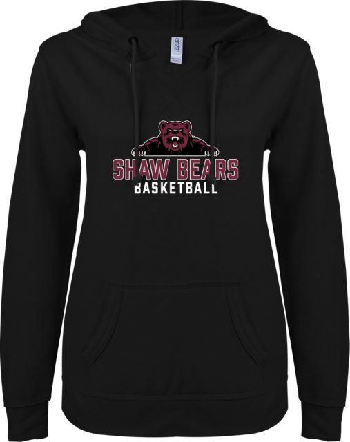 Shaw University ENZA Ladies V Notch Raw Edge Fleece Hoodie Basketball - ONLINE ONLY