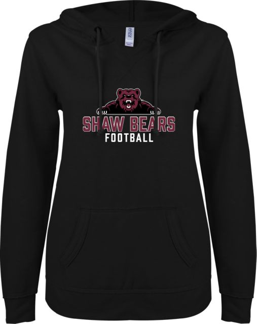 Shaw University ENZA Ladies V Notch Raw Edge Fleece Hoodie Football - ONLINE ONLY
