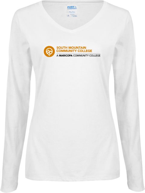 South Mountain Comm College Ladies Long Sleeve V Neck Tee Primary Mark - ONLINE ONLY