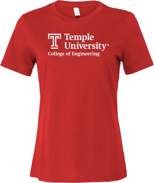 Temple Bella + Canvas Womens Relaxed Cotton T Shirt College of Engineering - Temple University - ONLINE ONLY
