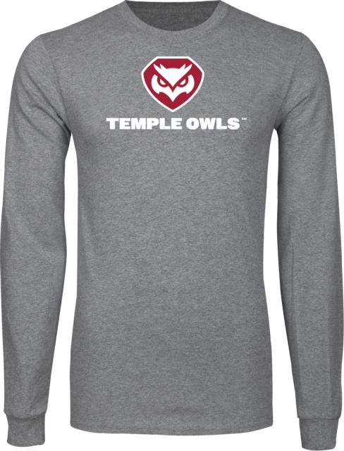 Temple Long Sleeve T Shirt Temple Owls Stacked - ONLINE ONLY