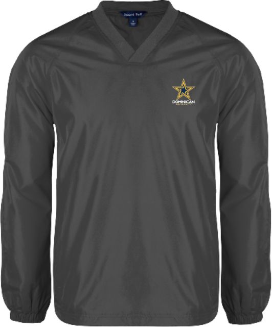 Dominican V Neck Raglan Windshirt Charcoal Dominican University with Star Stacked - ONLINE ONLY