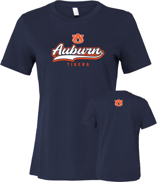 Auburn Bella + Canvas Womens Relaxed Cotton T Shirt Auburn Tigers Script - ONLINE ONLY