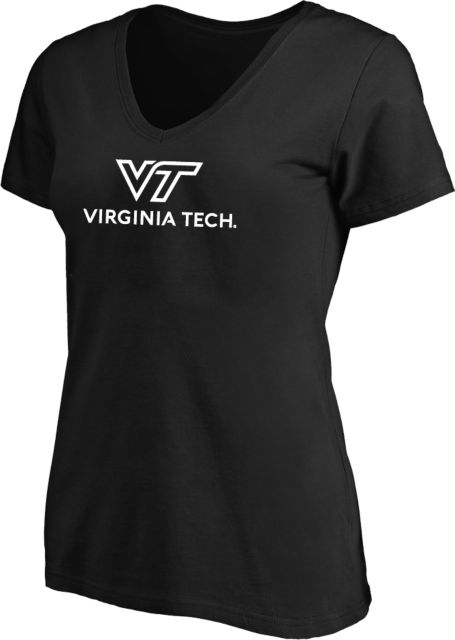 Virginia Tech Univ Womens Plus V Neck T Shirt Primary Institutional Mark - ONLINE ONLY