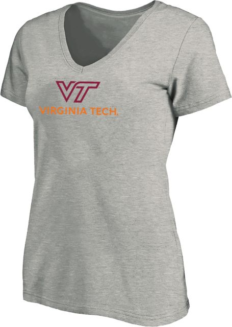 Virginia Tech Univ Womens Plus V Neck T Shirt Primary Institutional Mark - ONLINE ONLY