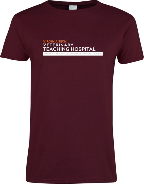 Virginia Tech Ladies T Shirt Veterinary Teaching Hospital Horizontal - ONLINE ONLY