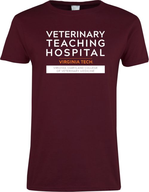 Virginia Tech Ladies T Shirt Veterinary Teaching Hospital Vertical - ONLINE ONLY