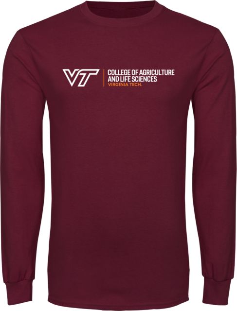Virginia Tech Long Sleeve T Shirt College of Agriculture and Life Sciences Horizontal - ONLINE ONLY