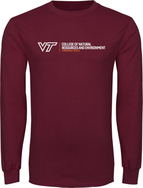 Virginia Tech Long Sleeve T Shirt College of Natural Resources and Environment Horizontal - ONLINE ONLY