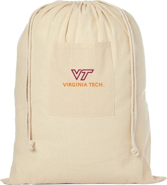 Virginia Tech Univ Natural Cotton Laundry Bag Primary Institutional Mark TM - ONLINE ONLY