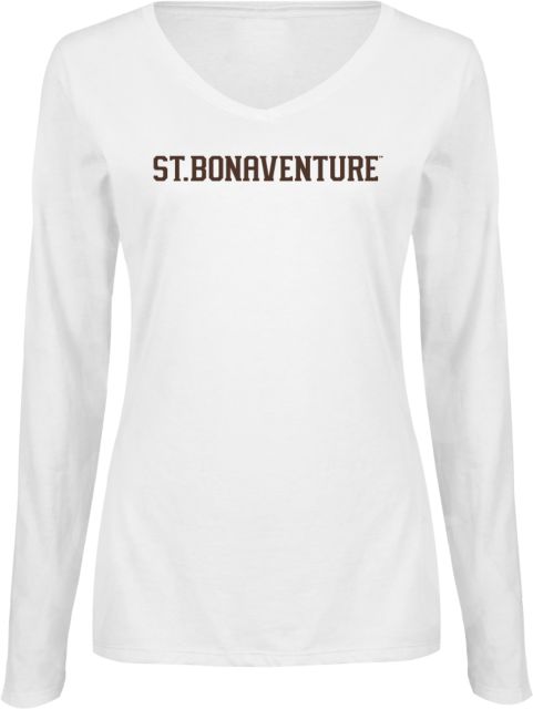 St Bonaventure Womens Long Sleeve V Neck Tee  St Bonaventure Collegiate Text - ONLINE ONLY