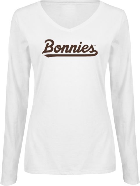 St Bonaventure Womens Long Sleeve V Neck Tee  St Bonaventure Bonnies Script - ONLINE ONLY