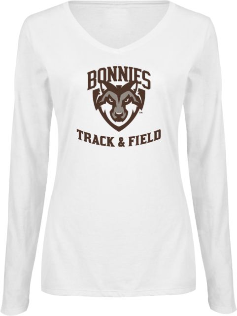 St Bonaventure Womens Long Sleeve V Neck Tee  St Bonaventure Track and Field - ONLINE ONLY