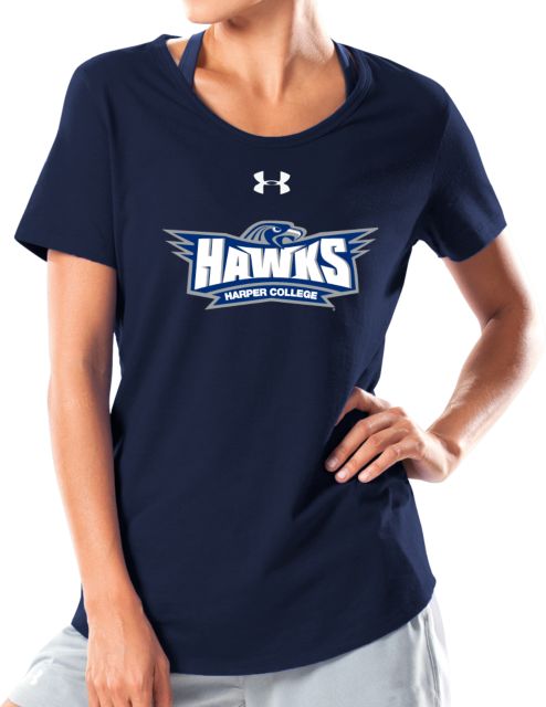Harper College Ladies Under Armour Charged Cotton Tee Primary Athletics Mark - ONLINE ONLY