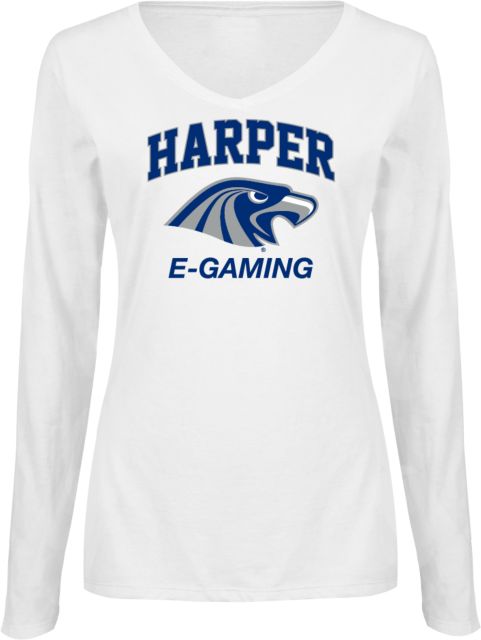 Harper College Ladies Long Sleeve V Neck Tee Gaming - ONLINE ONLY