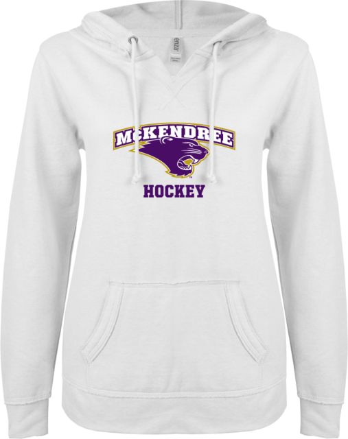McKendree ENZA Ladies V Notch Raw Edge Fleece Hoodie Hockey - ONLINE ONLY