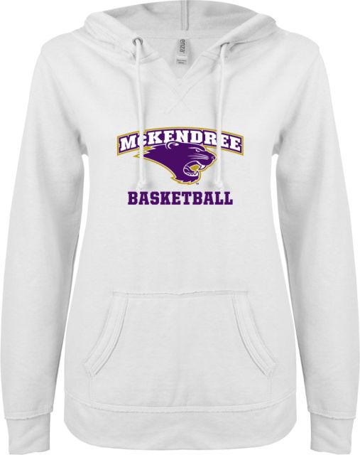 McKendree ENZA Ladies V Notch Raw Edge Fleece Hoodie Basketball - ONLINE ONLY