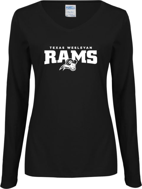 Texas Wesleyan Ladies Long Sleeve V Neck Tee Primary Mark - ONLINE ONLY