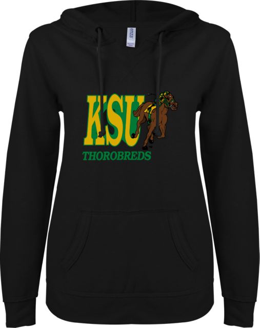 Kentucky State ENZA Womens V Notch Raw Edge Fleece Hoodie Primary Mark - ONLINE ONLY