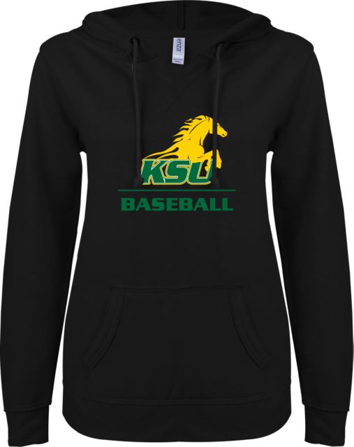 Kentucky State ENZA Womens V Notch Raw Edge Fleece Hoodie KSU Baseball - ONLINE ONLY