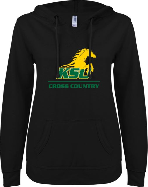 Kentucky State ENZA Womens V Notch Raw Edge Fleece Hoodie KSU Cross Country - ONLINE ONLY