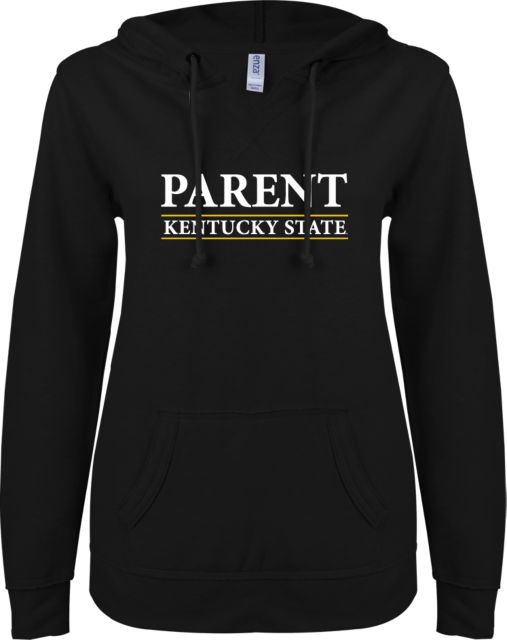 Kentucky State ENZA Womens V Notch Raw Edge Fleece Hoodie KSU Parent - ONLINE ONLY
