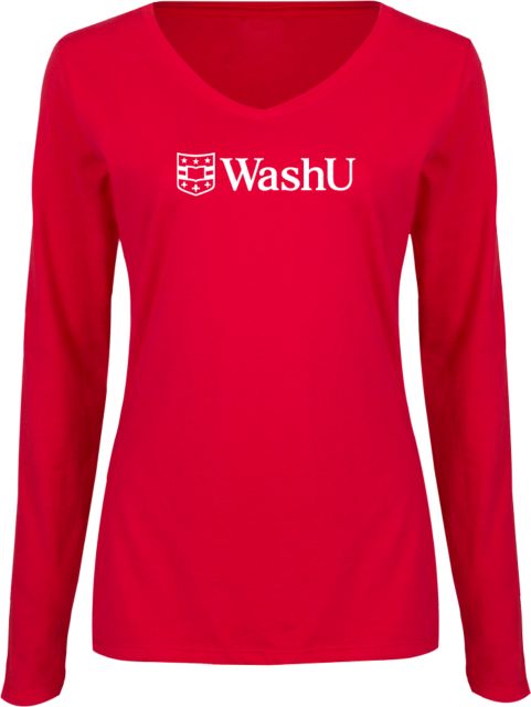 Washington University Women's V-Neck Long Sleeve T-Shirt - ONLINE ONLY
