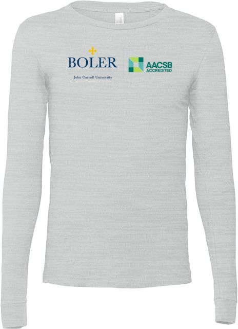 John Carroll Bella + Canvas Jersey Cotton Long Sleeve T Shirt Boler College of Business Flat - ONLINE ONLY