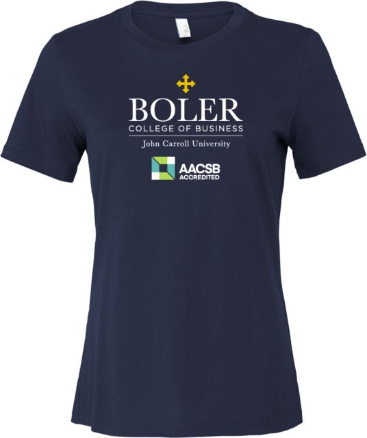 John Carroll Bella + Canvas Womens Relaxed Cotton T Shirt Boler College of Business Stacked - ONLINE ONLY