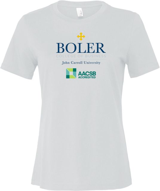 John Carroll Bella + Canvas Womens Relaxed Cotton T Shirt Boler College of Business Stacked - ONLINE ONLY