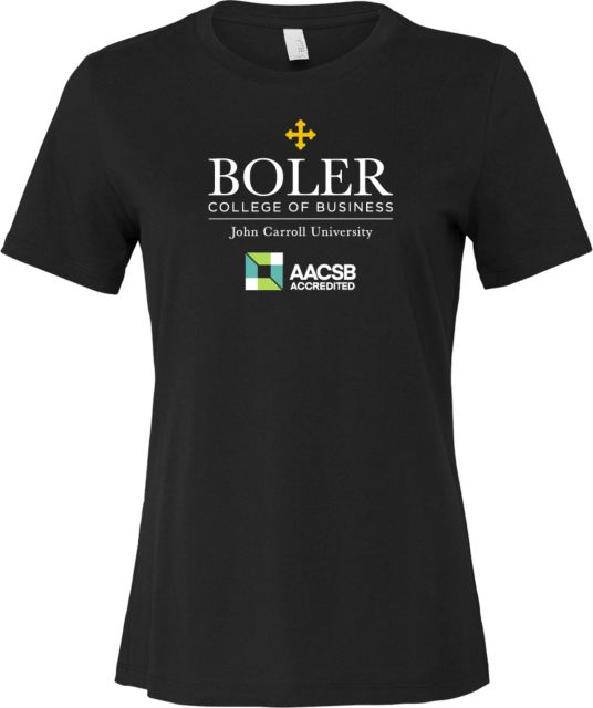 John Carroll Bella + Canvas Womens Relaxed Cotton T Shirt Boler College of Business Stacked - ONLINE ONLY