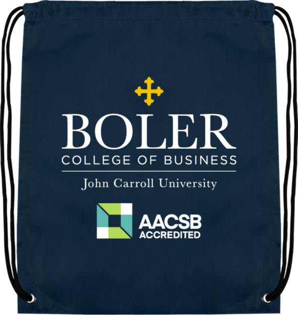 John Carroll Drawstring Backpack Boler College of Business Stacked - ONLINE ONLY