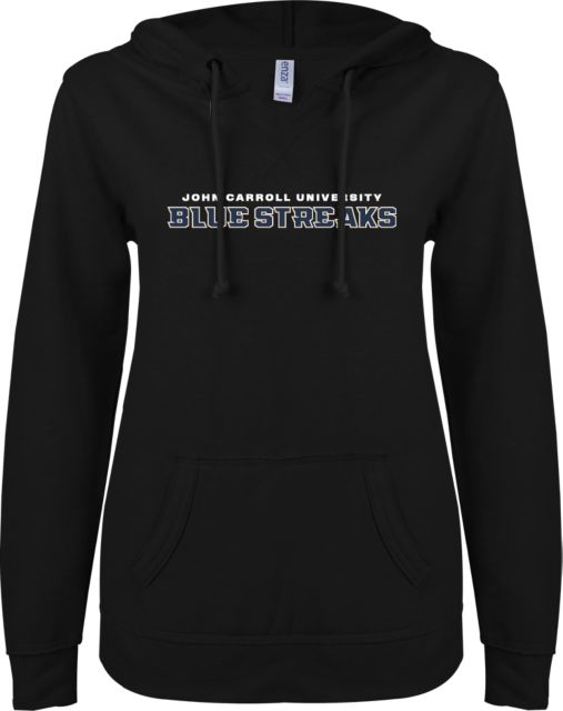 John Carroll ENZA Ladies V Notch Raw Edge Fleece Hoodie Wordmark - ONLINE ONLY