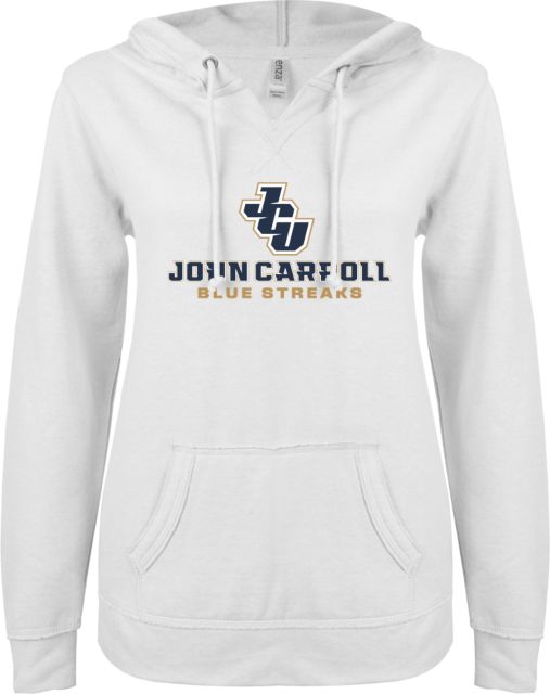 John Carroll ENZA Ladies V Notch Raw Edge Fleece Hoodie JCU Stacked - ONLINE ONLY
