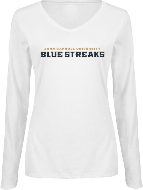 John Carroll Ladies Long Sleeve V Neck Tee Wordmark - ONLINE ONLY