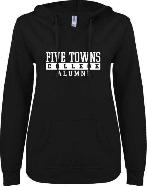 Five Towns ENZA Ladies V Notch Raw Edge Fleece Hoodie Alumni - ONLINE ONLY