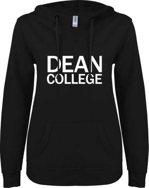 Dean College ENZA Womens V Notch Raw Edge Fleece Hoodie Primary Mark - ONLINE ONLY