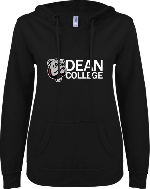 Dean College ENZA Womens V Notch Raw Edge Fleece Hoodie Dean College w/ Bulldog Head - ONLINE ONLY