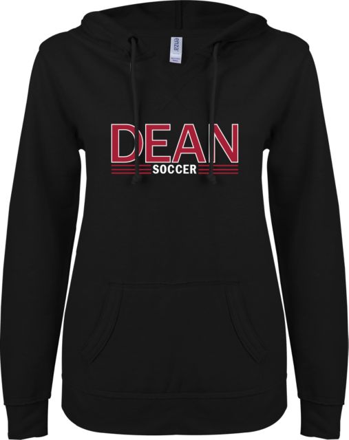 Dean College ENZA Ladies V Notch Raw Edge Fleece Hoodie Soccer - ONLINE ONLY