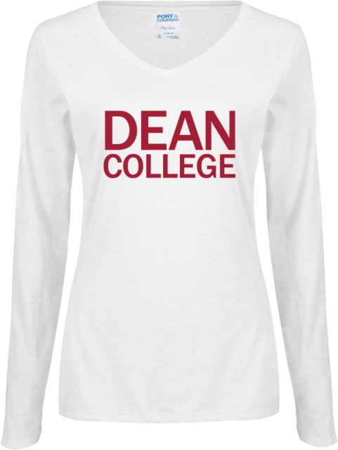 Dean College Womens Long Sleeve V Neck Tee Primary Mark - ONLINE ONLY