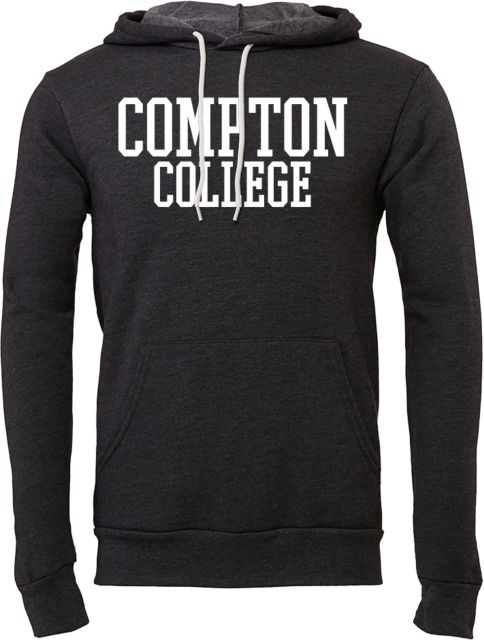 Compton Bella + Canvas Dark Fleece Hood Compton College Stacked - ONLINE ONLY