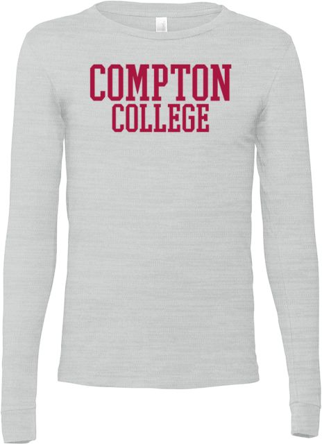 Compton Bella + Canvas Ash Jersey Cotton Long Sleeve T Shirt Compton College Stacked - ONLINE ONLY